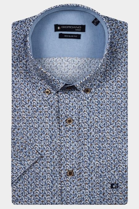 Giordano Casual hemd korte mouw Blauw League short sleeve button do 516040/60