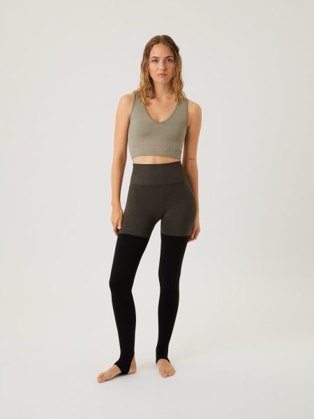 Bjorn Borg Björn Borg Sthlm Seamless Open Heel Tights – Naadloze Hoge Taille Leggings Met Open Hiel In Groen En Zwart Maat L/xl Female