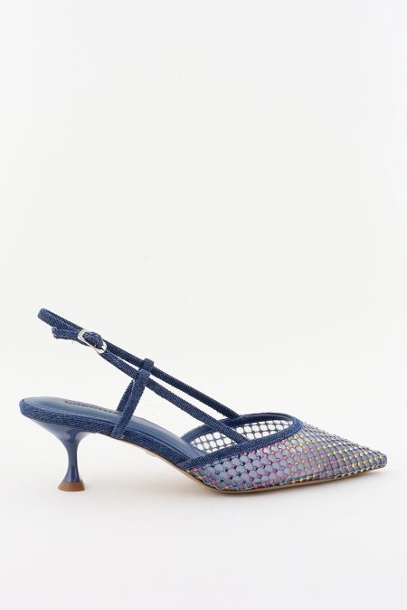 Lola Cruz pumps met strass steentjes 188Z67BK blauw