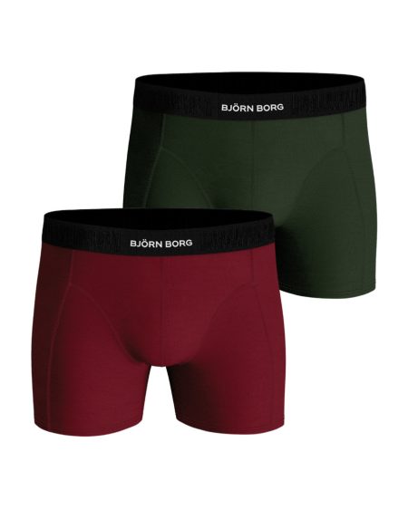 Bjorn Borg Björn Borg Heren Premium Boxershorts 2-pack – Army En Bordeaux Maat S Male