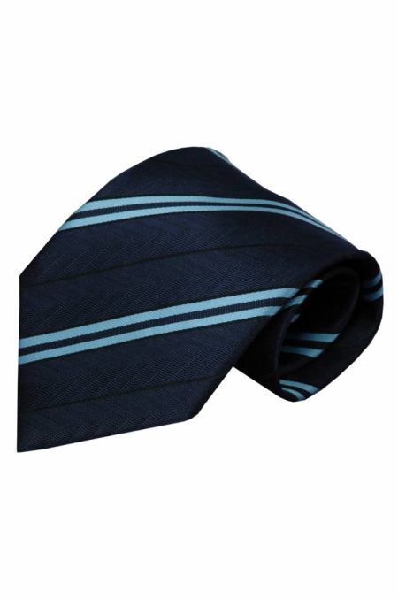 Alberto Vincelli Blauwe zijden stropdas Aosta 01