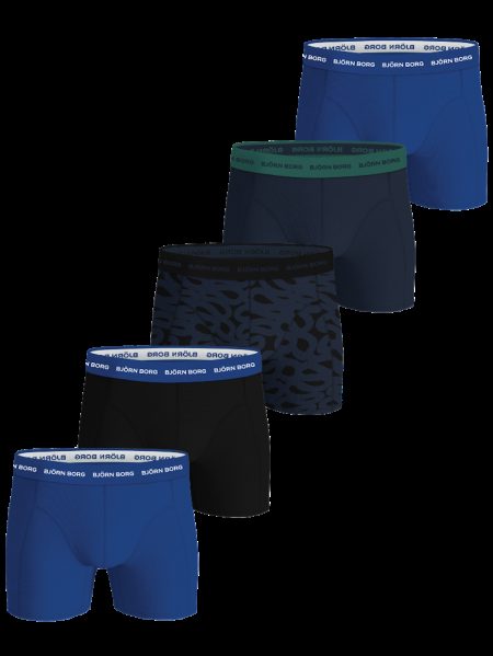 Bjorn Borg Björn Borg Cotton Stretch Boxer 5-pack – Black / Blue / Print Maat Xl Male