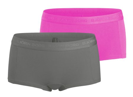 Bjorn Borg Björn Borg Meisjes Minishorts 2-pack – Zacht Katoen – Grijs&Felroze Maat 98-104 Female