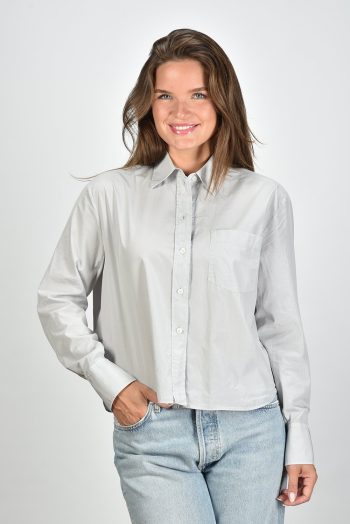 Academia blouse Mia kort model van katoen grijs