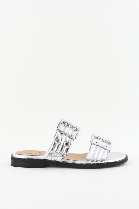 Ganni slippers met gesp S2666 zilver