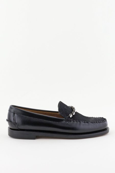 Forte_Forte loafers Sebago met strass ketting zwart