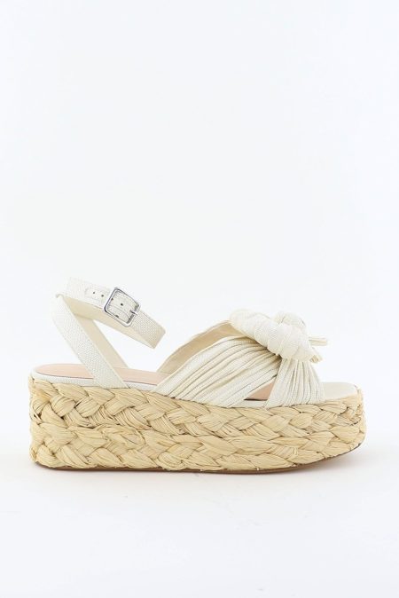 Loeffler Randall gevlochten sandalen Gaby met strik GABY-PLWR-WHITE wit