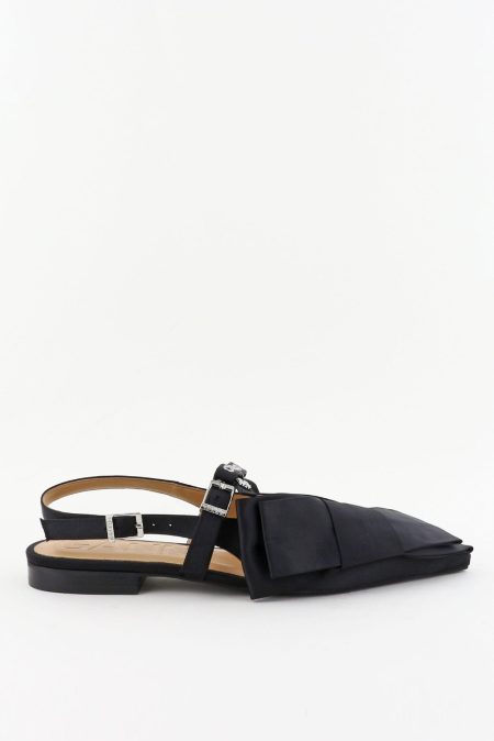 Ganni slingback ballerinas met grote strik zwart