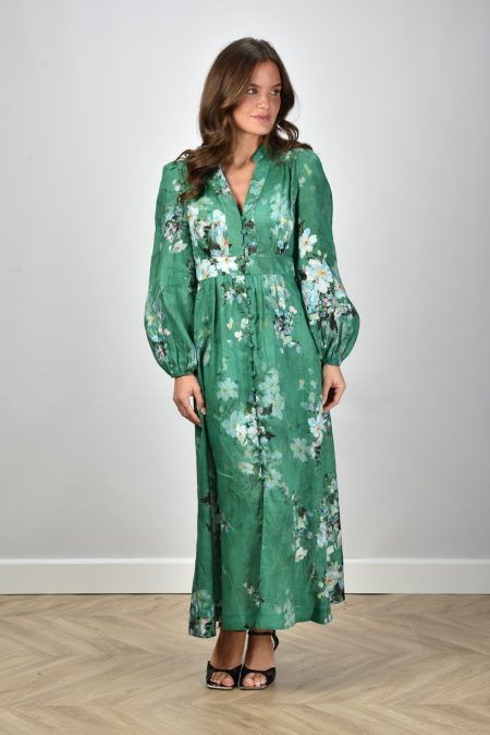 Zimmermann lange jurk Everley Plunge Midi met bloemenprint groen