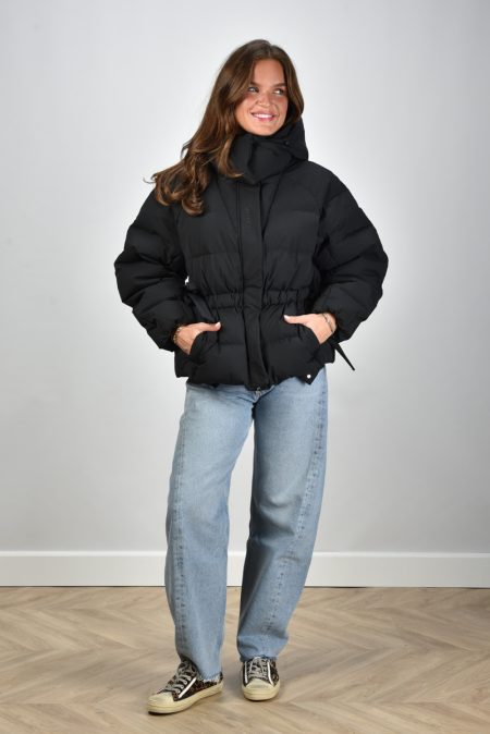 Ganni puffer jas met strik detail F9496 black