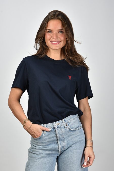 Ami Paris t-shirt met logo Classic Red BFUTS035.724 night blue