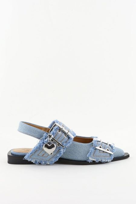 Ganni ballerina&apos;s S2939 denim blauw