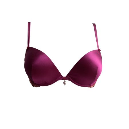 AMBRA Lingerie SETS Silk Fuchsia Oil push-T-shirt- BH+Brasil rood