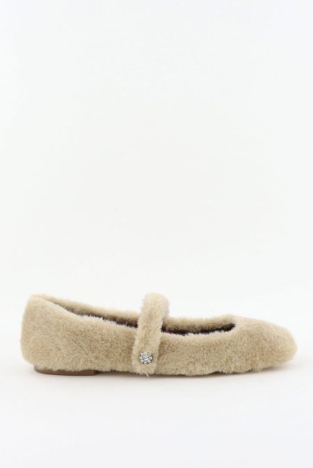 Bibi Lou ballerinas met bont beige