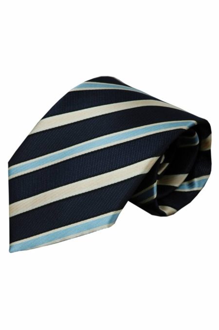 Alberto Vincelli Blauwe zijden stropdas Penne 01