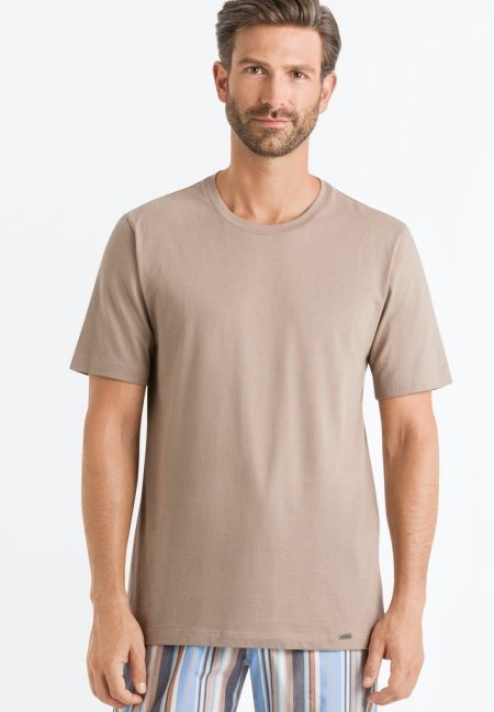 Hanro Heren Sleep & Lounge Living Leisure s/slv T- shirt bruin 075050