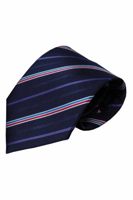 Blauwe zijden stropdas Eddo 01