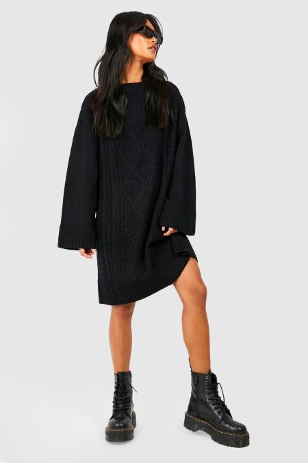 Oversized Grof Gebreide Trui Jurk