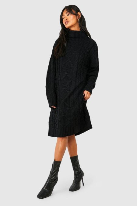 Oversized Dikke Trui Jurk Met Col