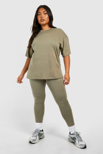 Plus Oversized Katoenen T-Shirt En Leggings Set