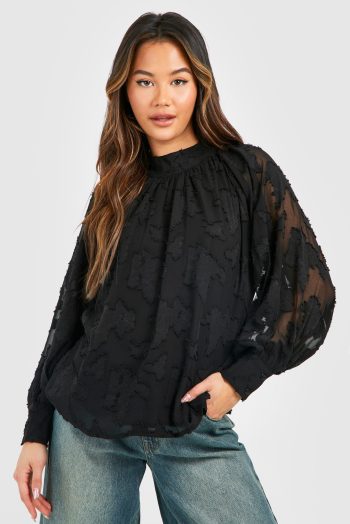 Bloemen Blouse Met Textuur En Shirtmouwen