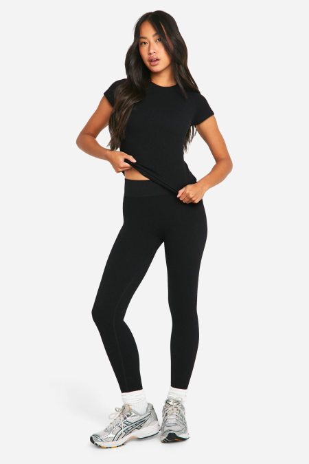 Naadloze Geribbelde Contour Leggings