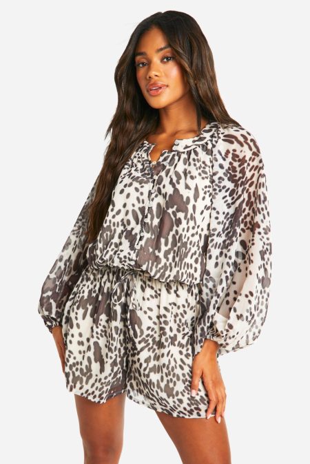 Chiffon Romper Met Print