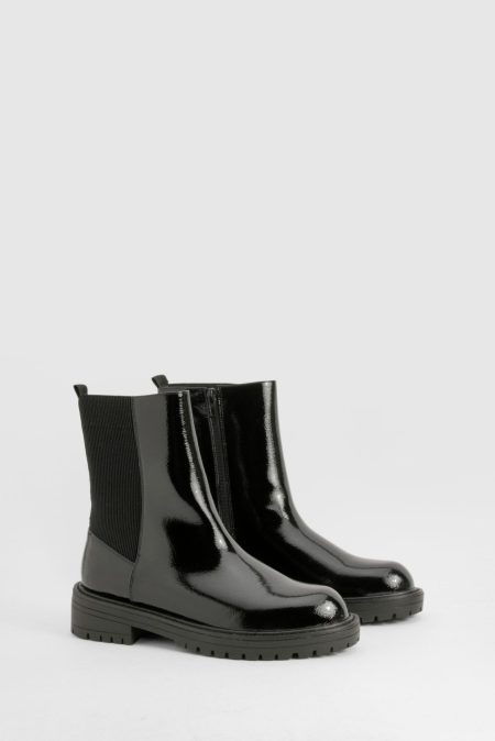 Brede Nepleren Chelsea Boots Met Enkel Detail En Textuur