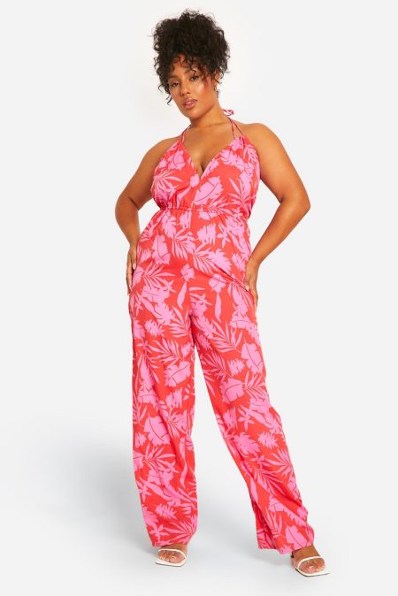 Plus Jumpsuit Met Bandjes En Opdruk