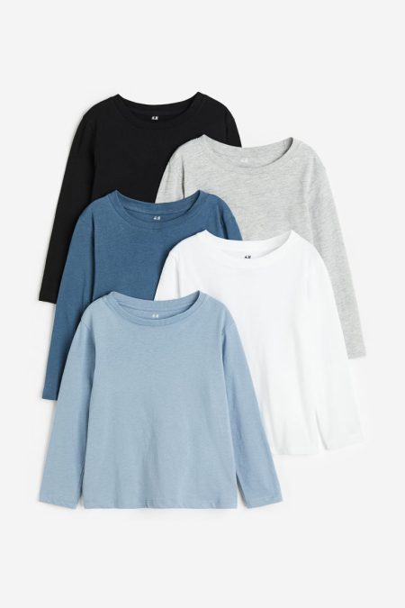 H & M - Set van 5 shirts met lange mouwen - Blauw