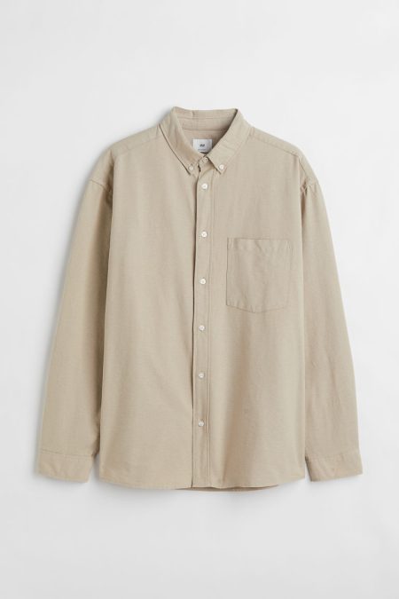 H & M - Overhemd van oxfordkatoen - Regular Fit - Beige