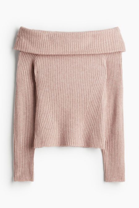 H & M - Off-the-shouldertrui - Roze