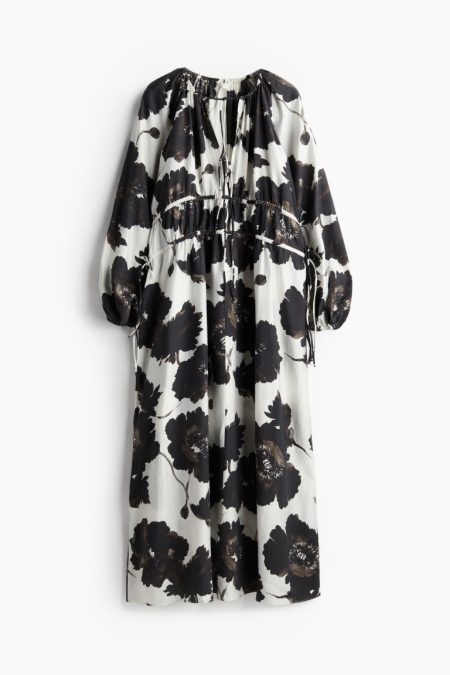 H & M - Oversized jurk met drawstrings - Wit