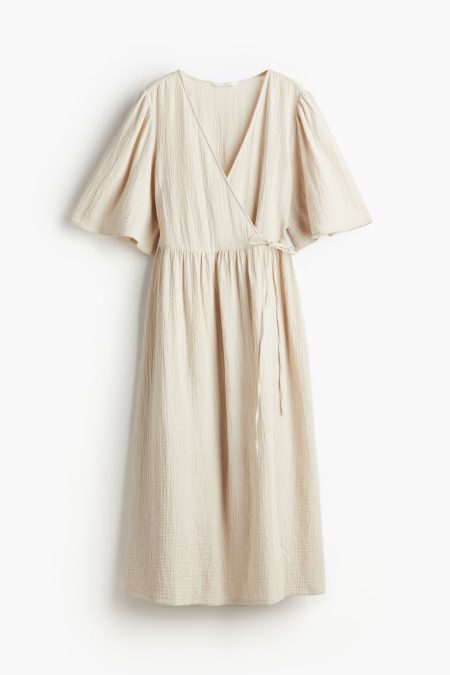 H & M - Overslagjurk van mousseline - Beige