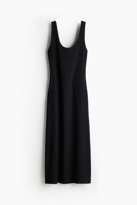 H & M - Maxi-jurk van structuurtricot - Zwart