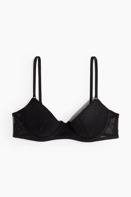 H & M - Kanten push-up demi-bh - Zwart