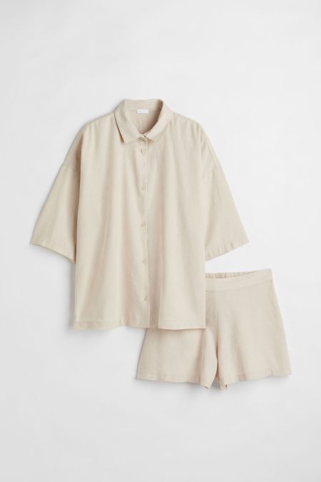 H & M - Pyjama van linnenmix - Beige