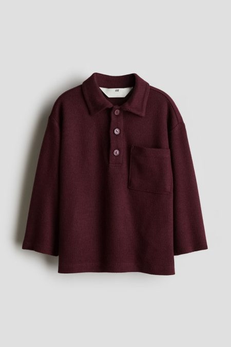 H & M - Ribgebreid poloshirt - Rood