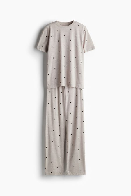 H & M - Pyjamatop en -broek - Beige