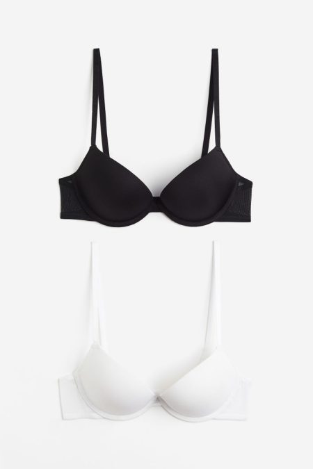 H & M - Set van 2 superpush-up bh‘s van microvezel - Zwart