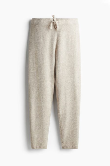 H & M - Fijngebreide joggers - Beige