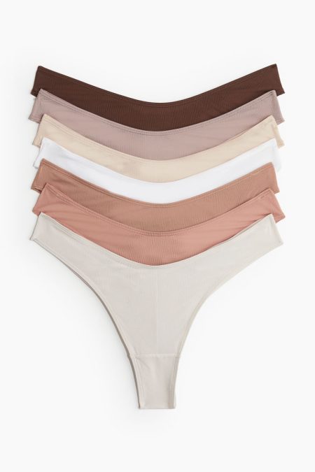 H & M - Set van 7 slips van microvezel - Brazilian - Beige