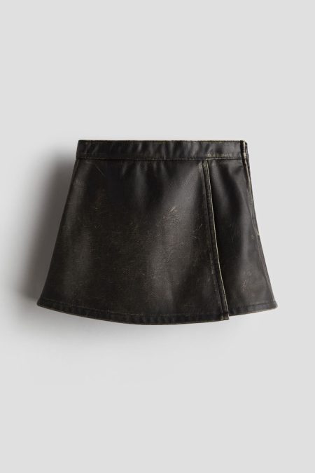 H & M - Rok met coating - Zwart