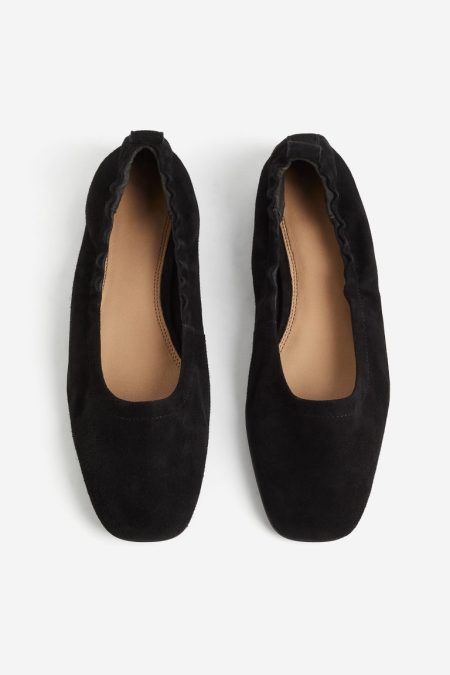 H & M - Suède ballerina's - Zwart