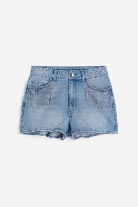 H & M - Denim short met decoraties - Blauw