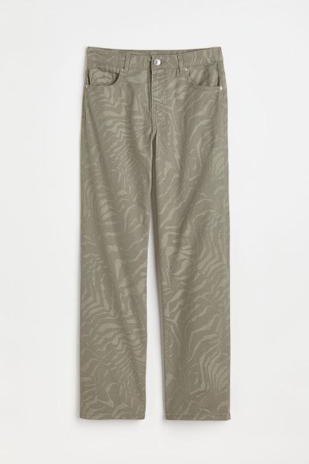 H & M - Wijde twill broek - Groen