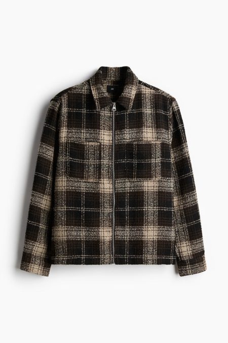 H & M - Overshirt met rits - Regular Fit - Bruin