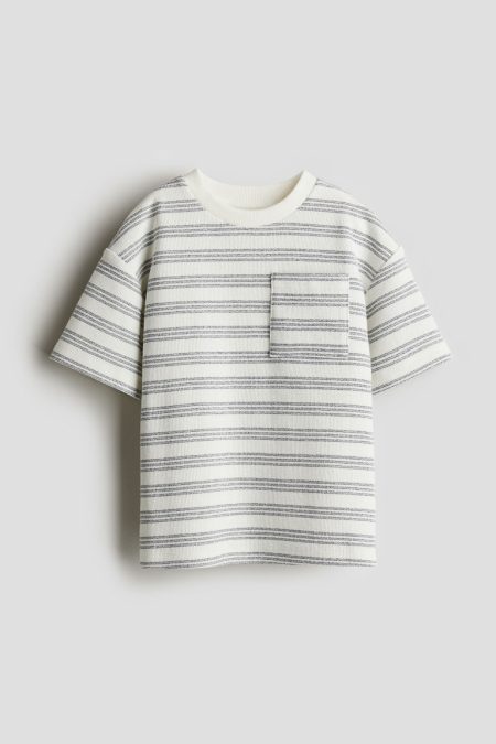 H & M - T-shirt met borstzak - Blauw