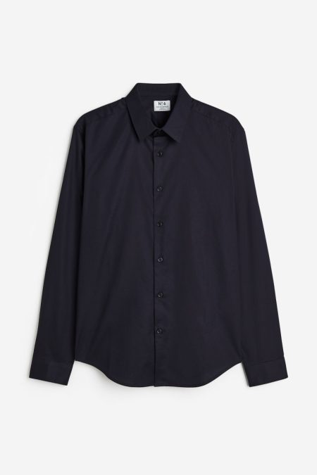 H & M - Katoenen overhemd - Slim Fit - Zwart