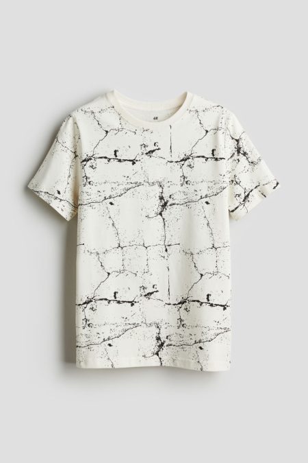 H & M - Katoenen T-shirt met print - Beige